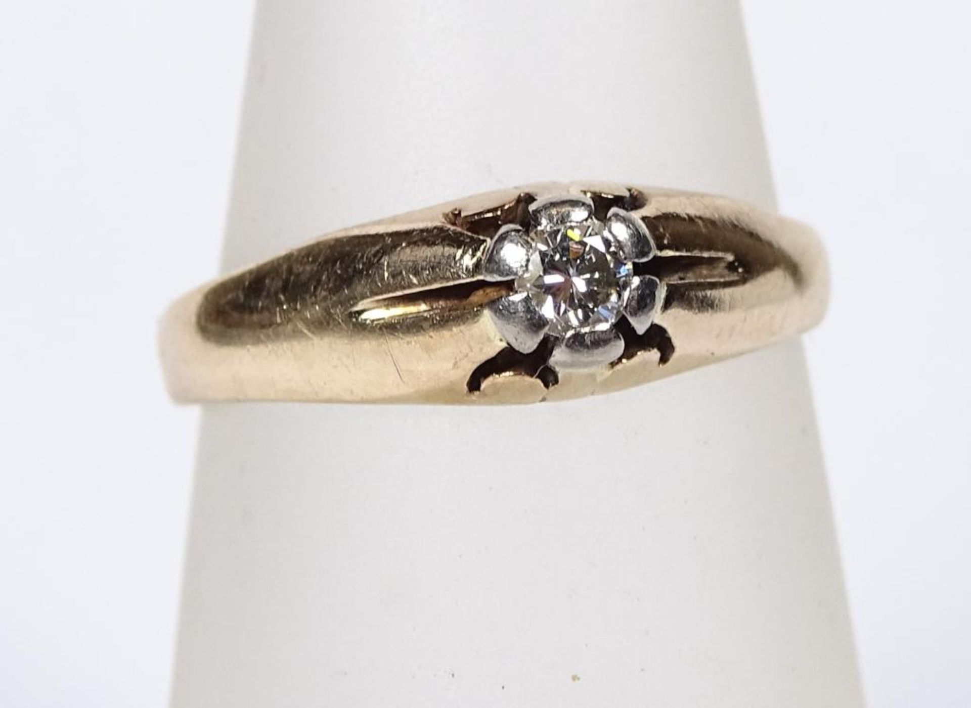 Goldring 14K, Brillant ca.0,02ct., 1,70gr., RG 49/50 ,(wurde verkleinert) - Bild 2 aus 6