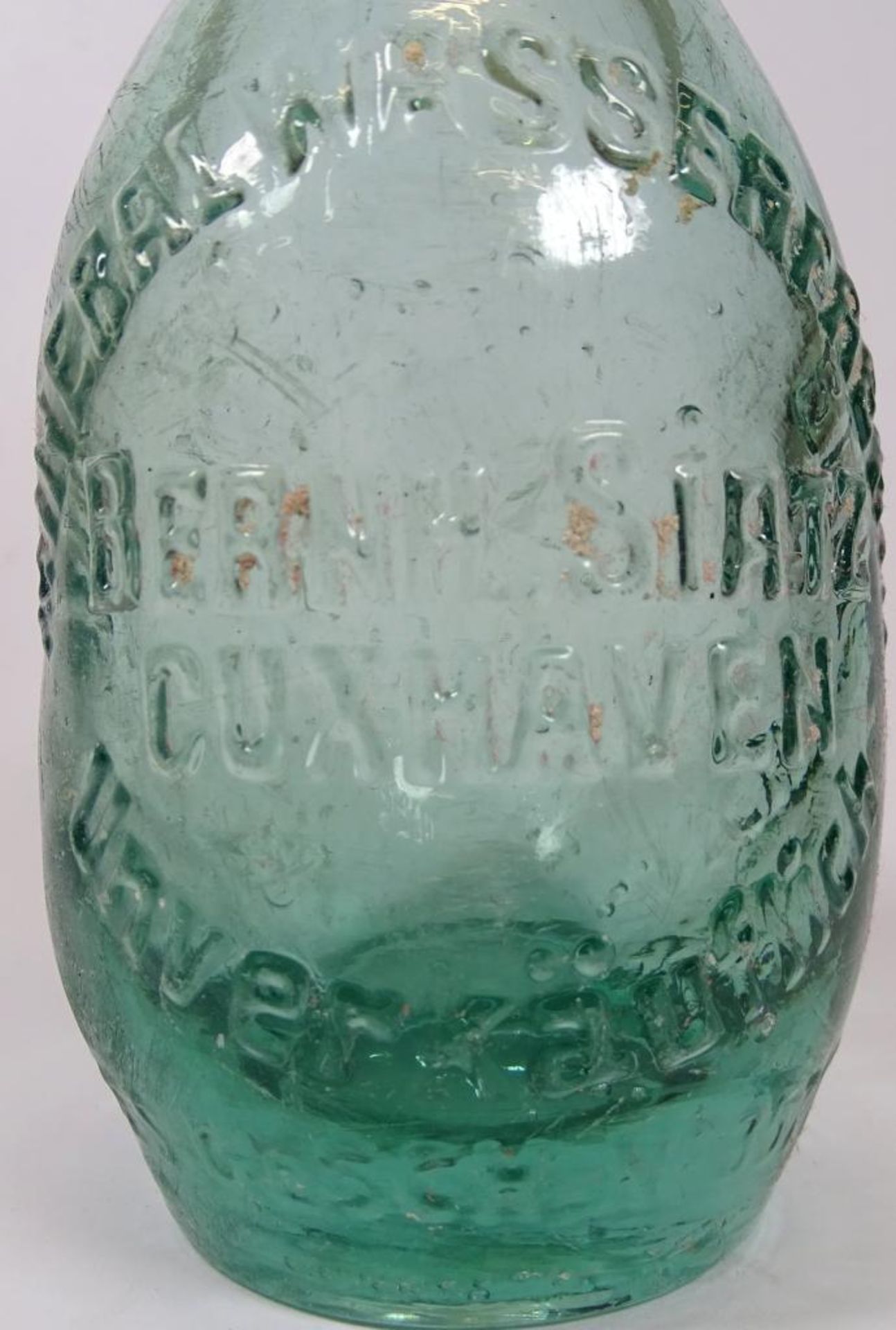 Glasflasche,"Mineralwasserfabrik Bernh.Siatz-Cuxhaven","unverkäuflich",nummeriert,H-18,5cm,Alters- - Bild 4 aus 4