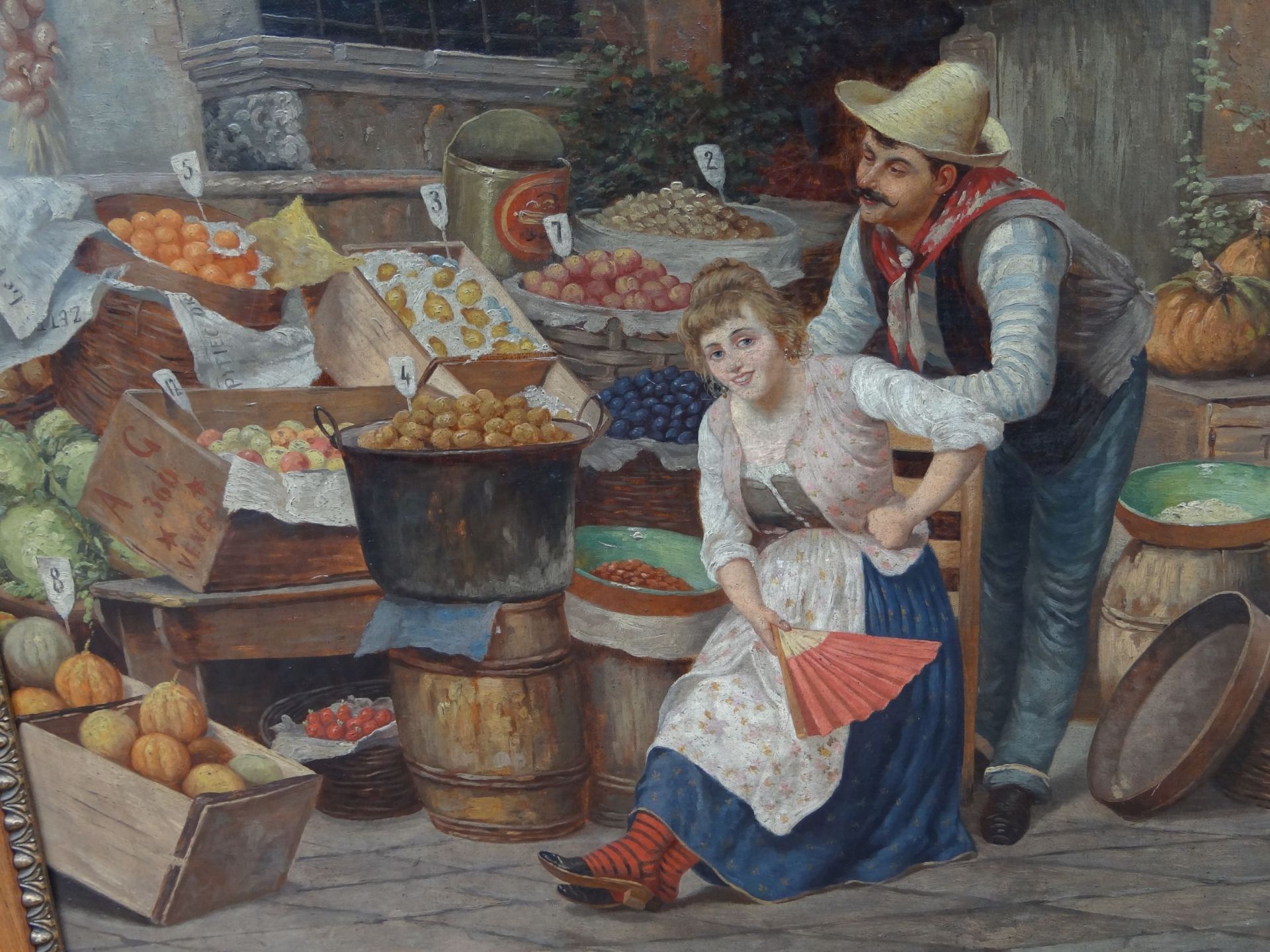 Pietro TORETTI (1888-1927) "Toskanischer Marktstand", Öl/Leinen, gerahmt, RG 63x84 c - Bild 3 aus 6