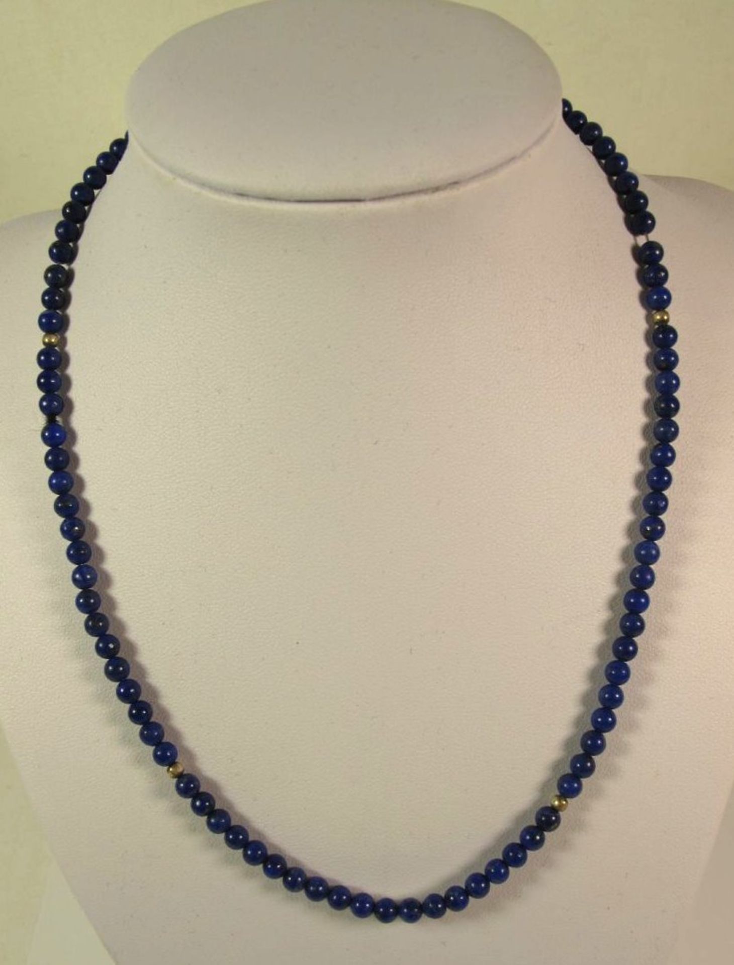 Lapislazuli-Kette, polierte Kugeln, L-40cm. - Bild 2 aus 2