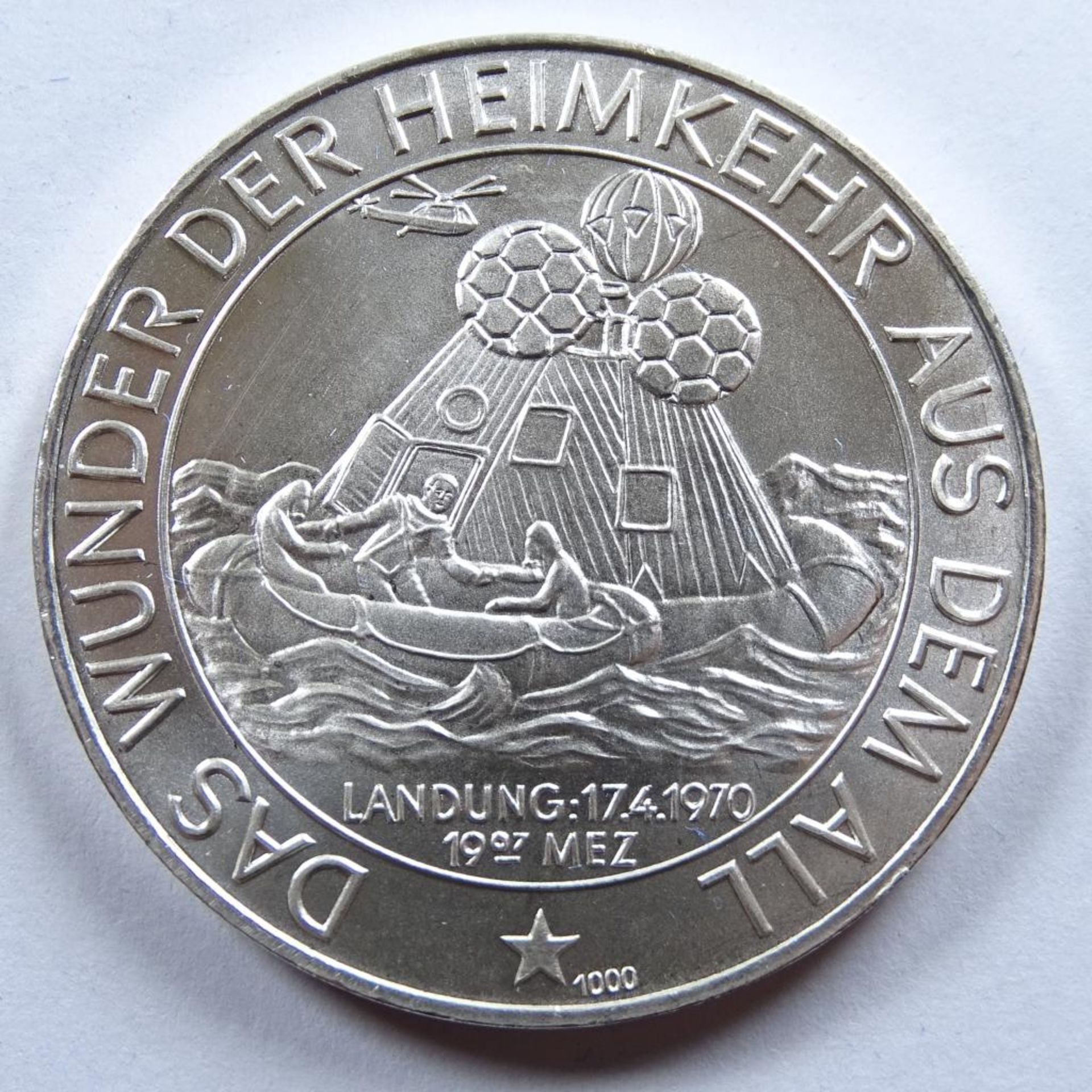 Medaille,Silber 1000,Weltraumflug, Apollo XIII,Das Wunder der Heimkehr aus dem All,24,9gr.