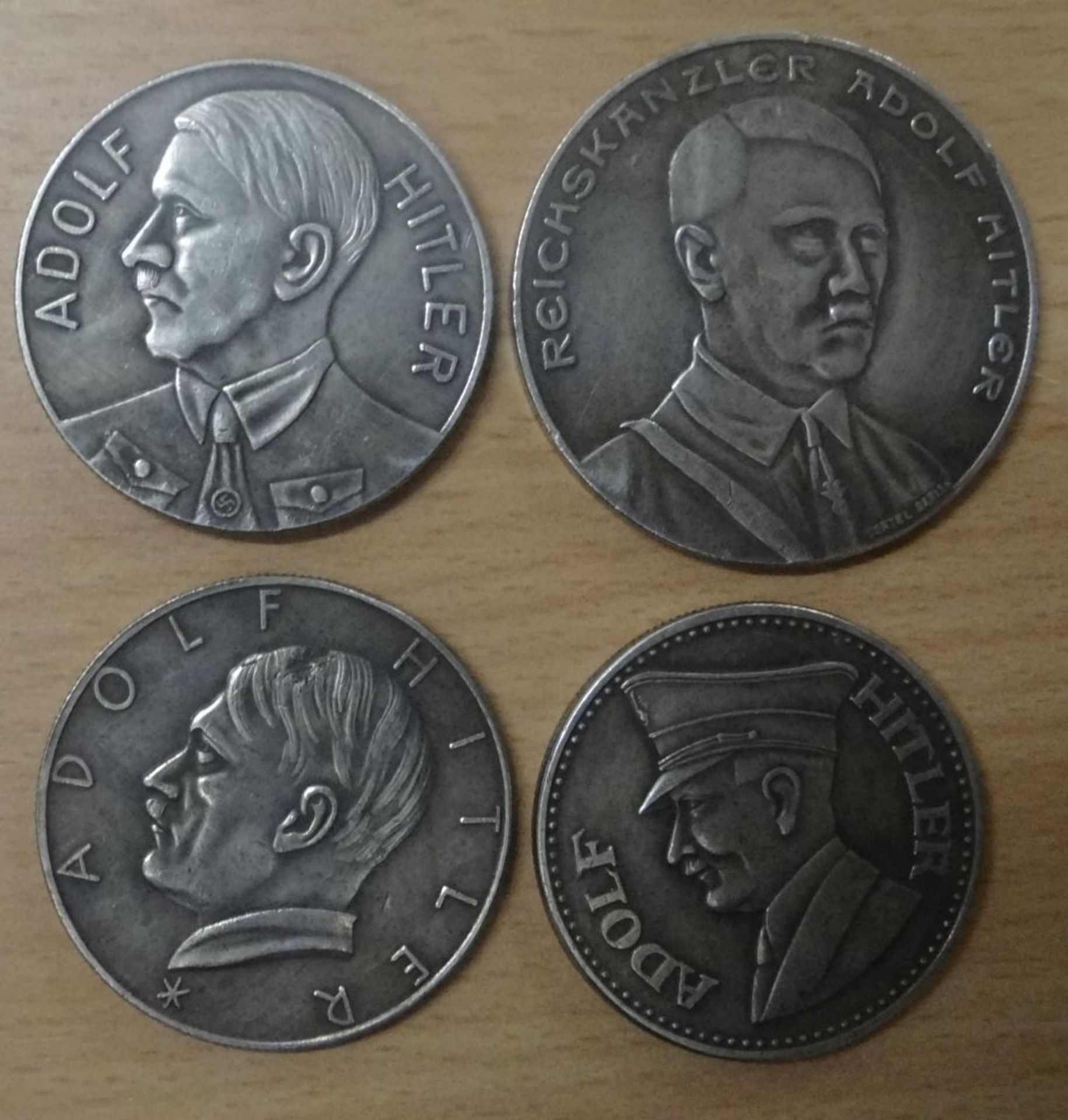 4x versilberte Medaillen, Adolf Hitler, Sammleranfertigungen