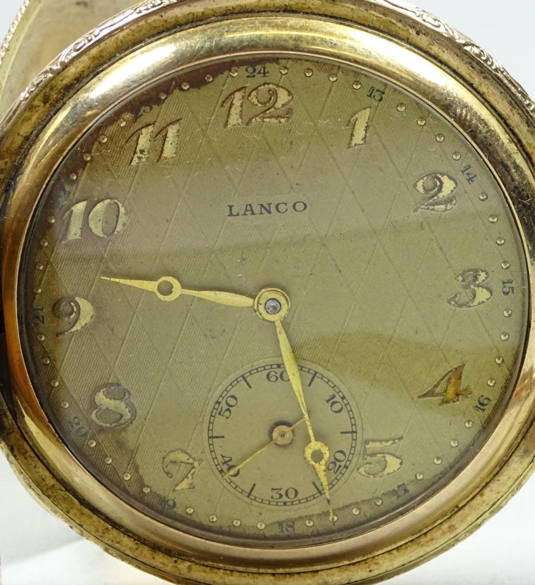 HTU "Lanco",Handaufzug,Werk läuft,vergoldet,anbei Chatelaine,d-51mm - Bild 2 aus 4