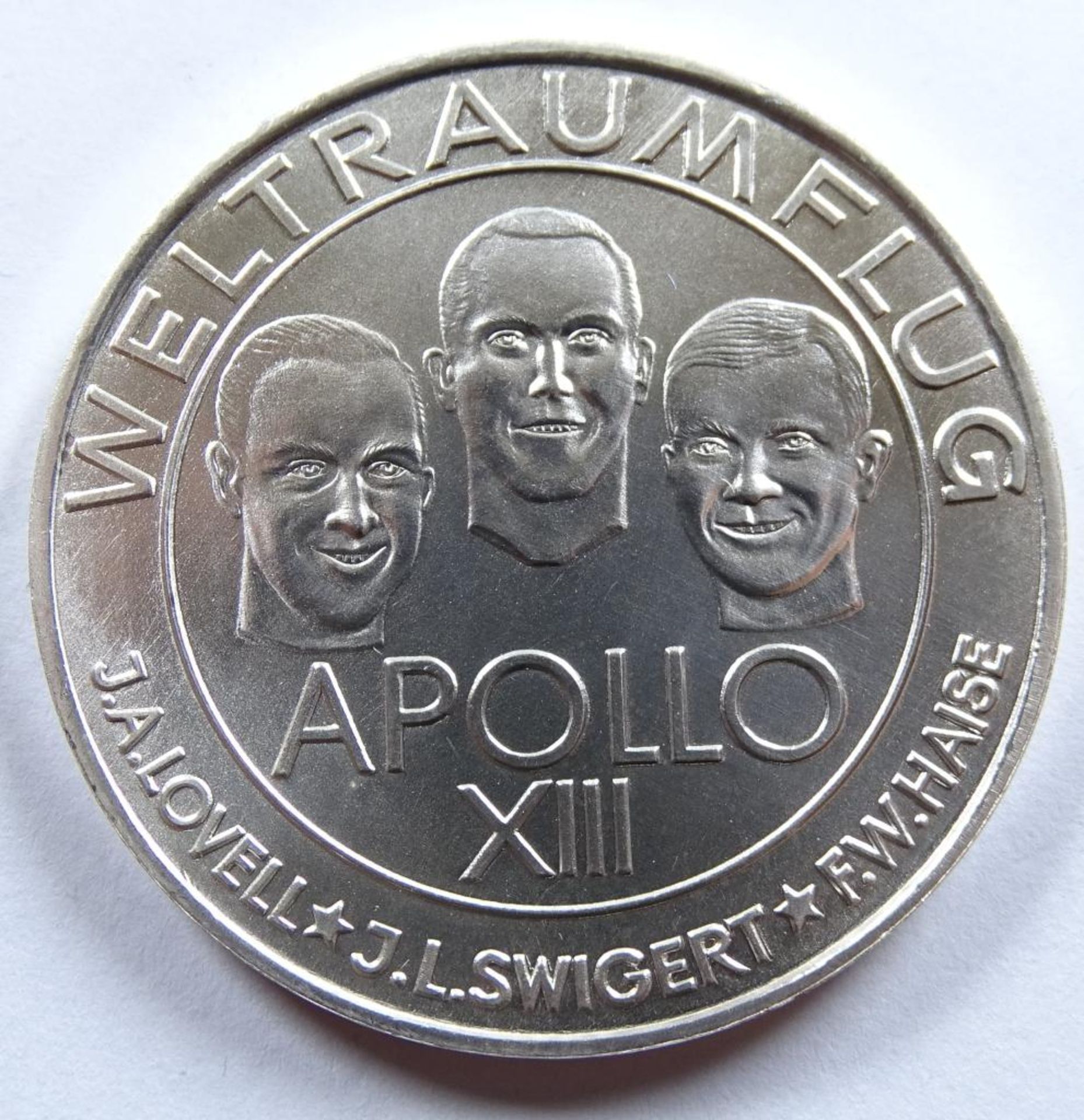 Medaille,Silber 1000,Weltraumflug, Apollo XIII,Das Wunder der Heimkehr aus dem All,24,9gr. - Bild 2 aus 2