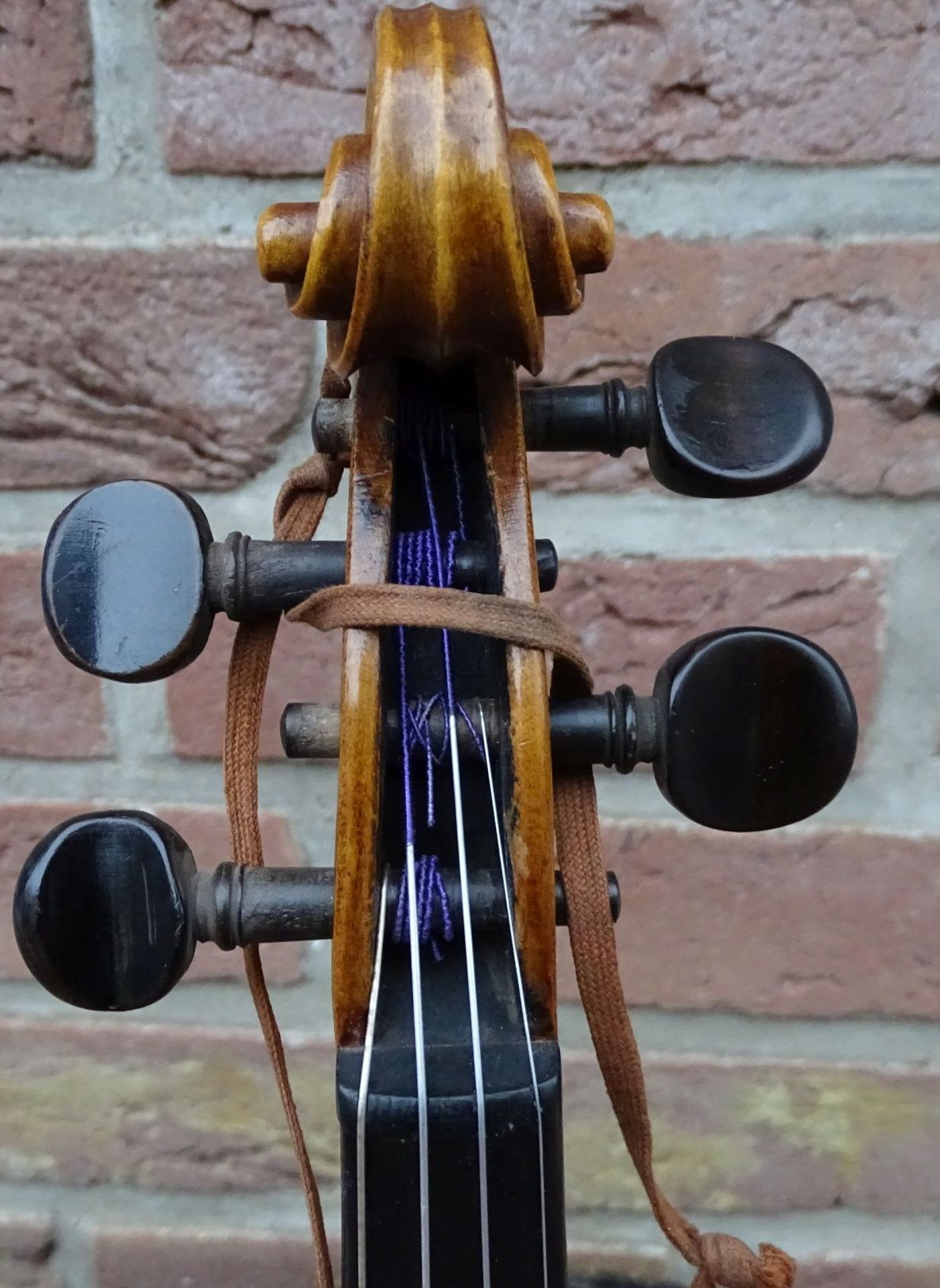 alte Geige mit Bogen in Holz-Geigenkasten, guter Zustand, L-60 cm - Bild 5 aus 10