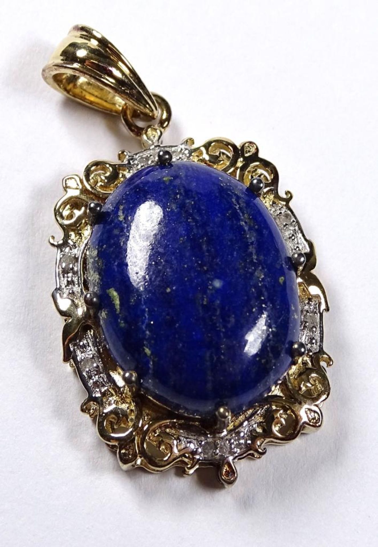 Lapislazuli Anhänger,Silber -925- vergoldet,IV-gestempelt, 7,8gr., 35x20m