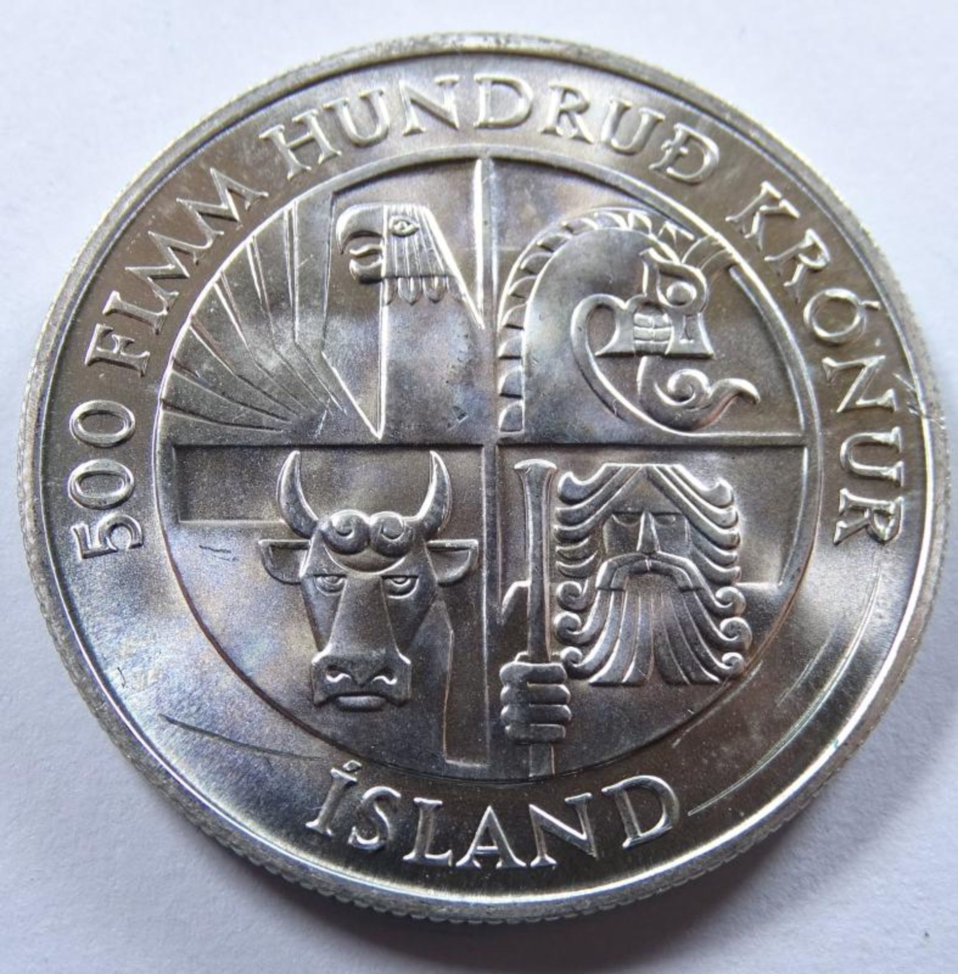 Island- 500 Krónur, Silber, 20 gr.,d-34,8m