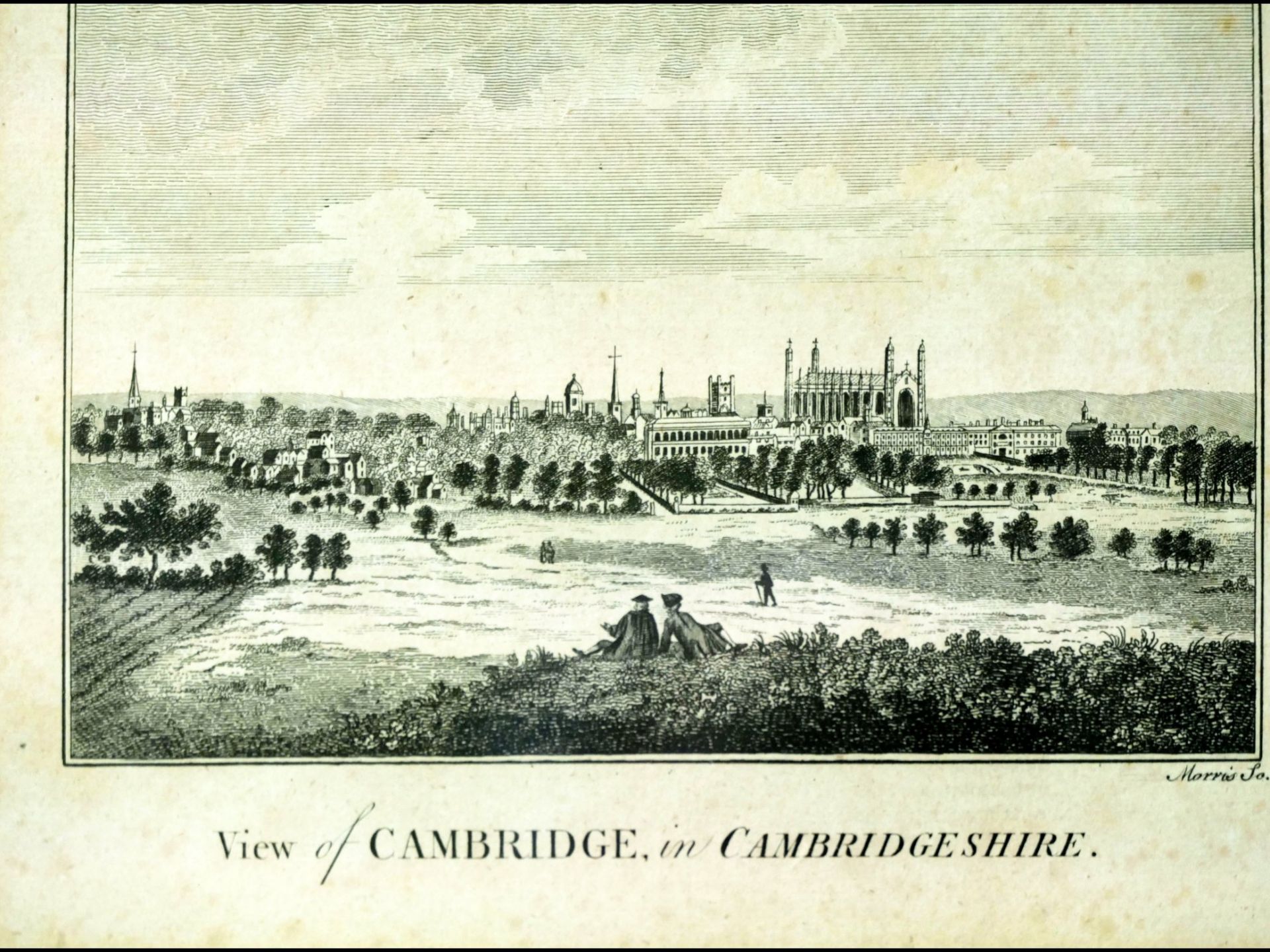 zwei Ansichtenstiche um 1780, Cambridge und Ely, in einem Rahmen/hibnter Glas, etwas fleckig, RG - Bild 2 aus 3