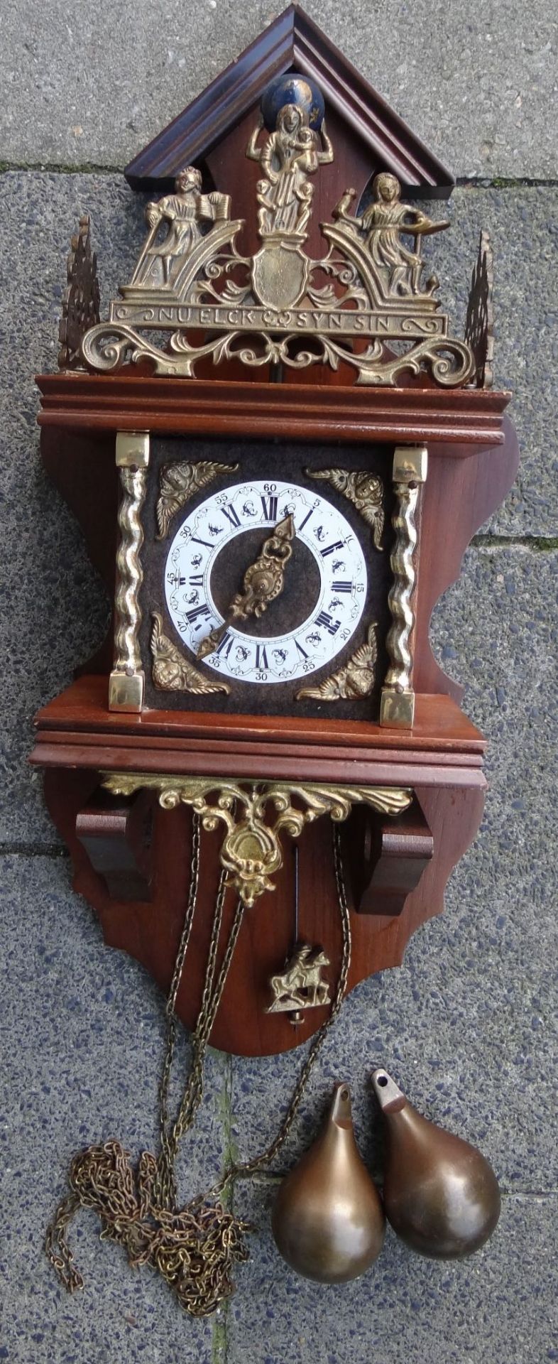 holländische Wanduhr, komplett und funktioniert, H-50 cm, B-23 c - Bild 2 aus 4