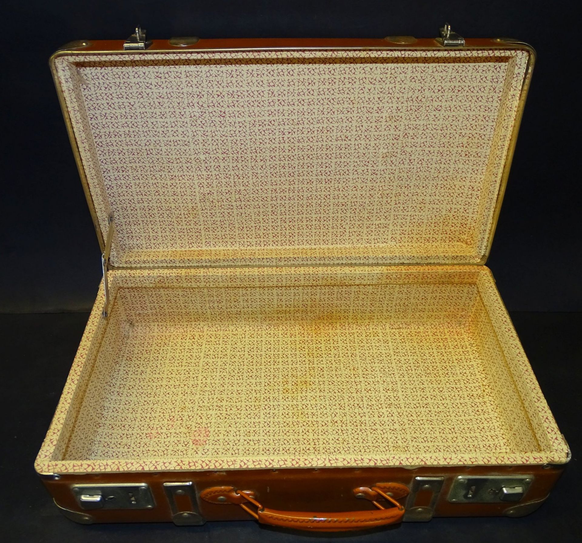 kl. Handkoffer mit Metallecken, H-14 cm, 25x45 cm, gut erhalten - Bild 3 aus 3