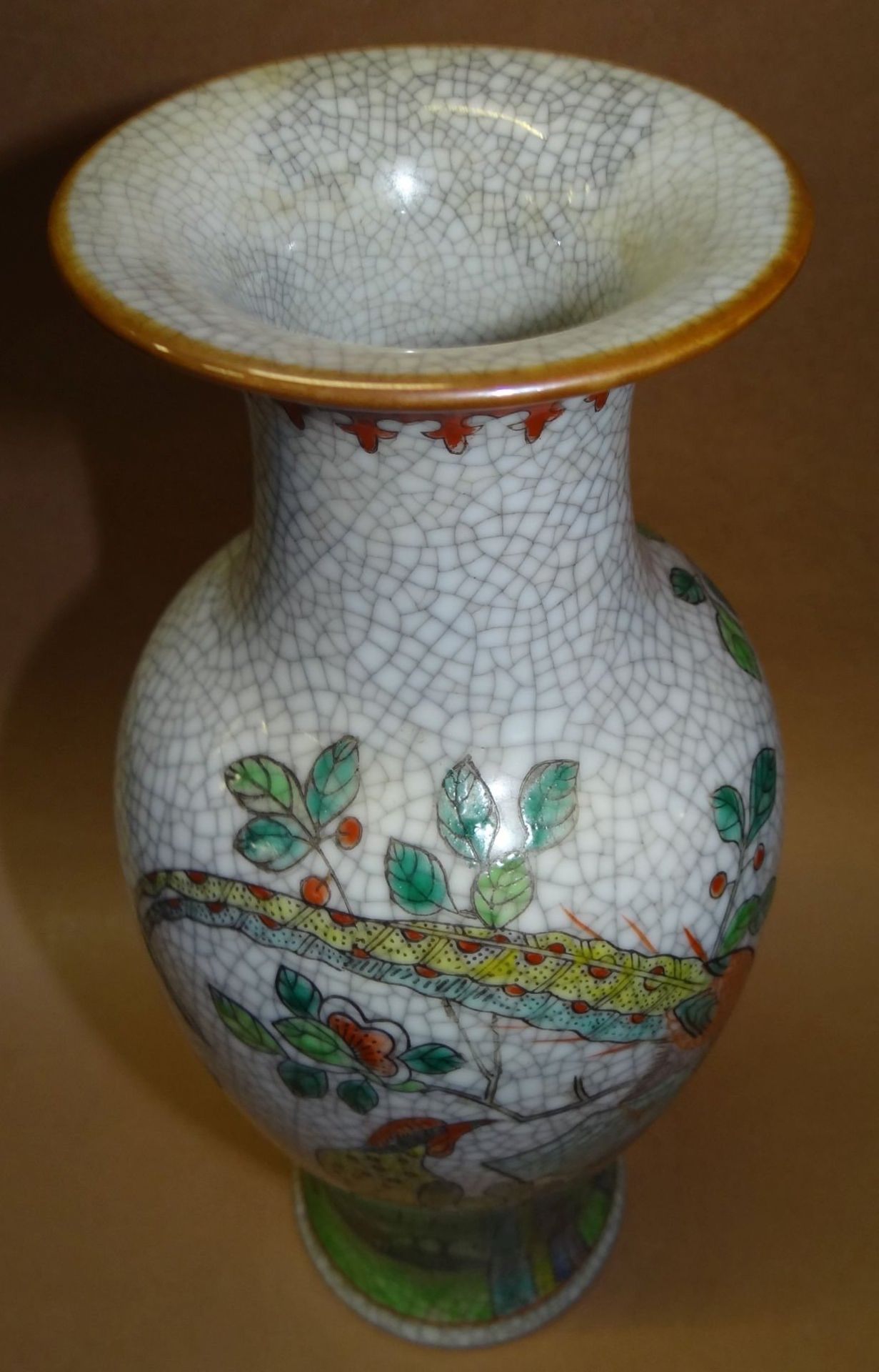 China-Vase, rote Marke, handbemalt, H-30 cm - Bild 5 aus 6