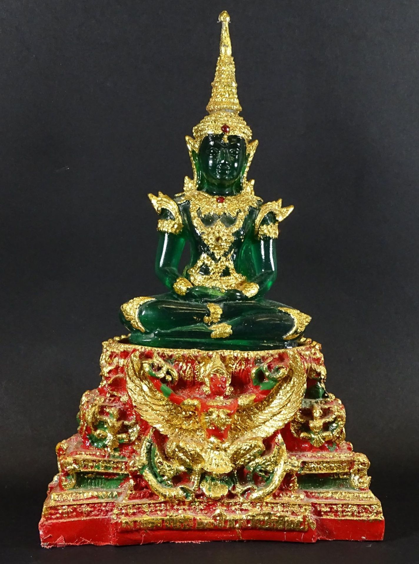 gr. thronender Buddha, Kunstmasse, H-28,5 cm