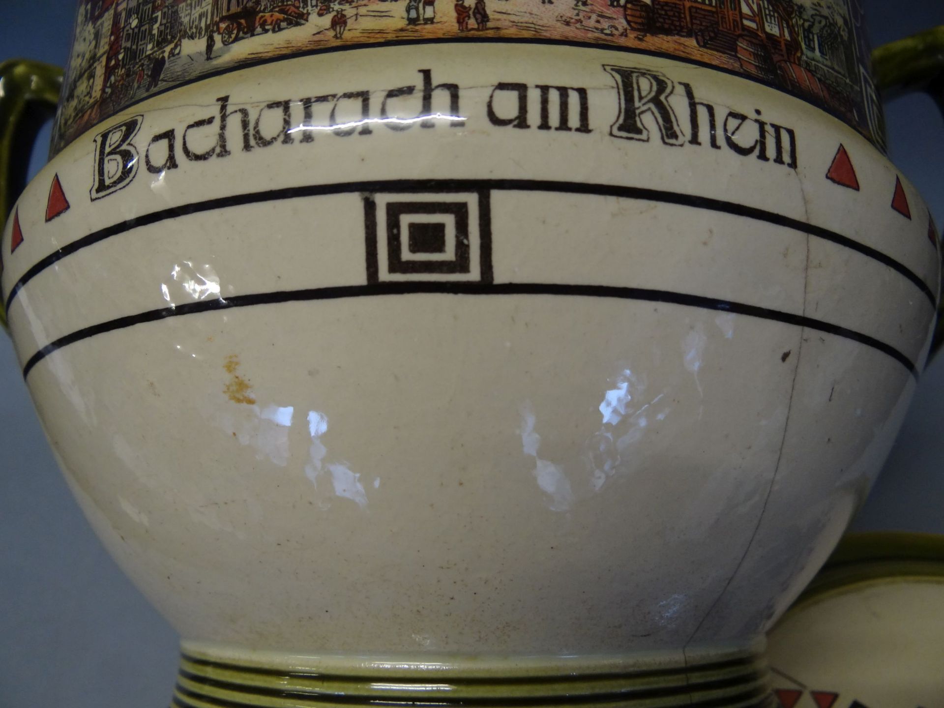 Jugendstil-Burgenbiowle, Mettlach, beschädigt bzw. geklebt, H-25 cm, D-21 c - Bild 7 aus 10