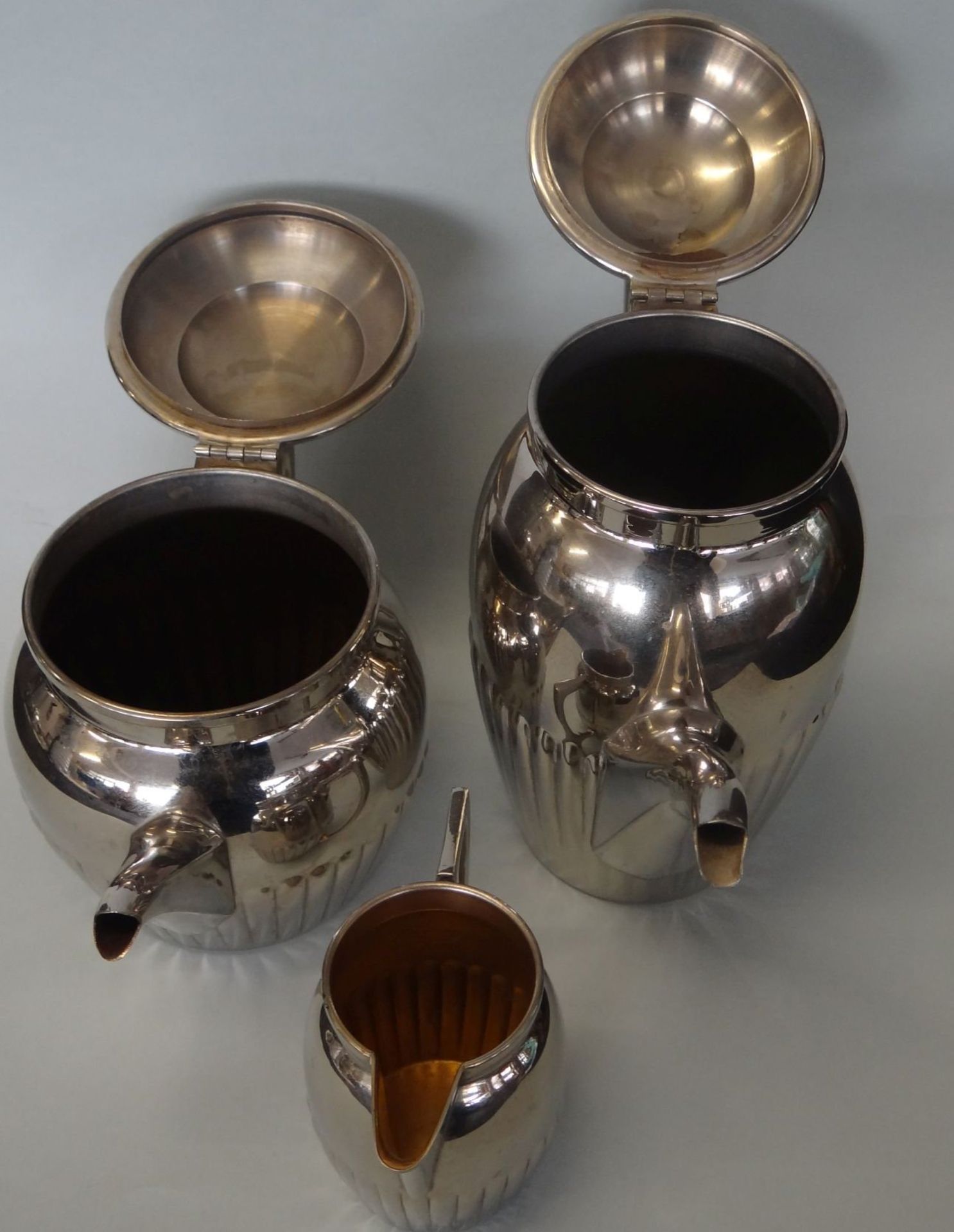 Kaffee-Tee-Milchkanne, vernickelt, H-21 cm - Bild 4 aus 6