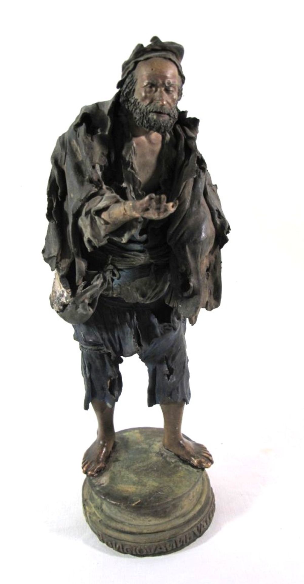 BONGIOVANNI VACCARO (Caltagirone 1809 - 1889), Bettler, Terrakotta-Figur, leider mehrfach beschädigt