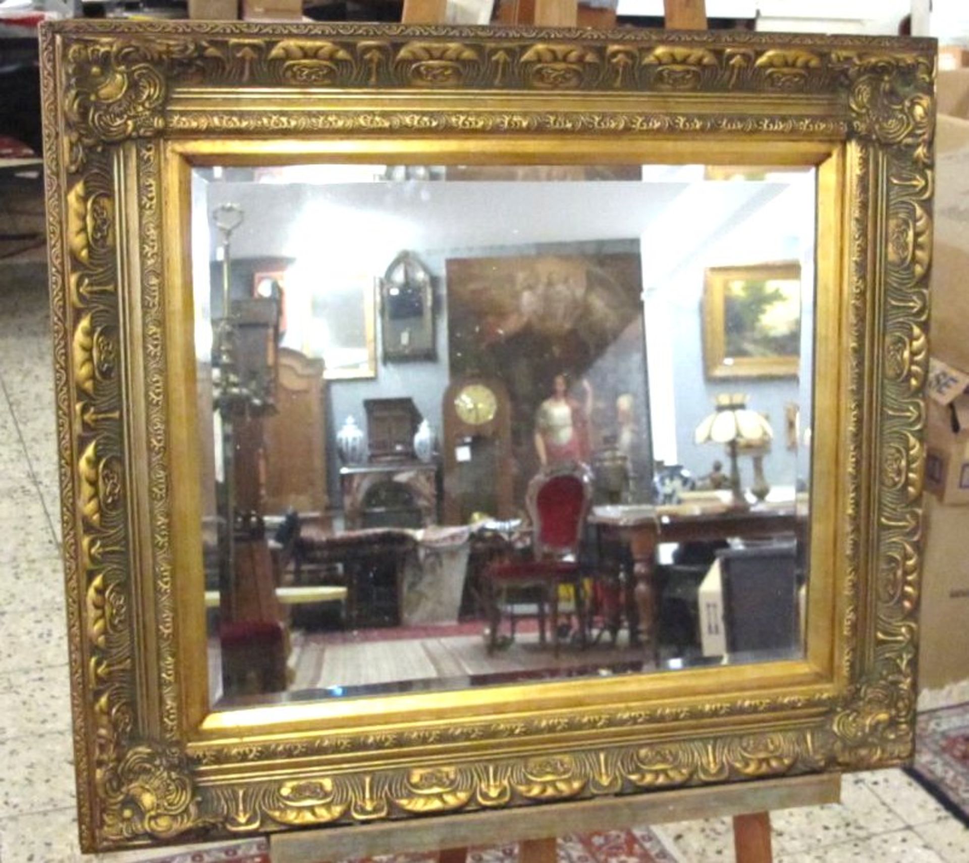 Spiegel in Goldrahmen, neuzeitl., 73 x 83cm.