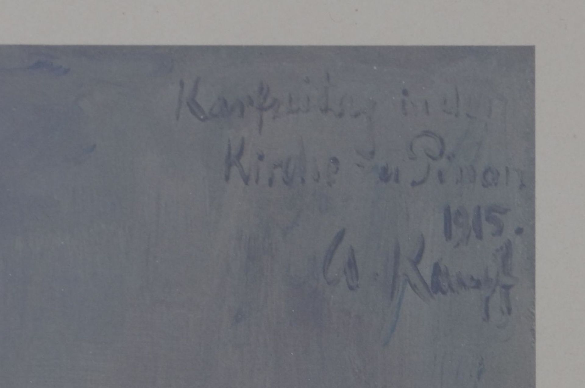 gr. Kunstdruck "Antreten zum Gebet" nach. W. Kaempf, Karfreitag 1915,alt ger/Glas, RG 76x62 cm - Bild 4 aus 5