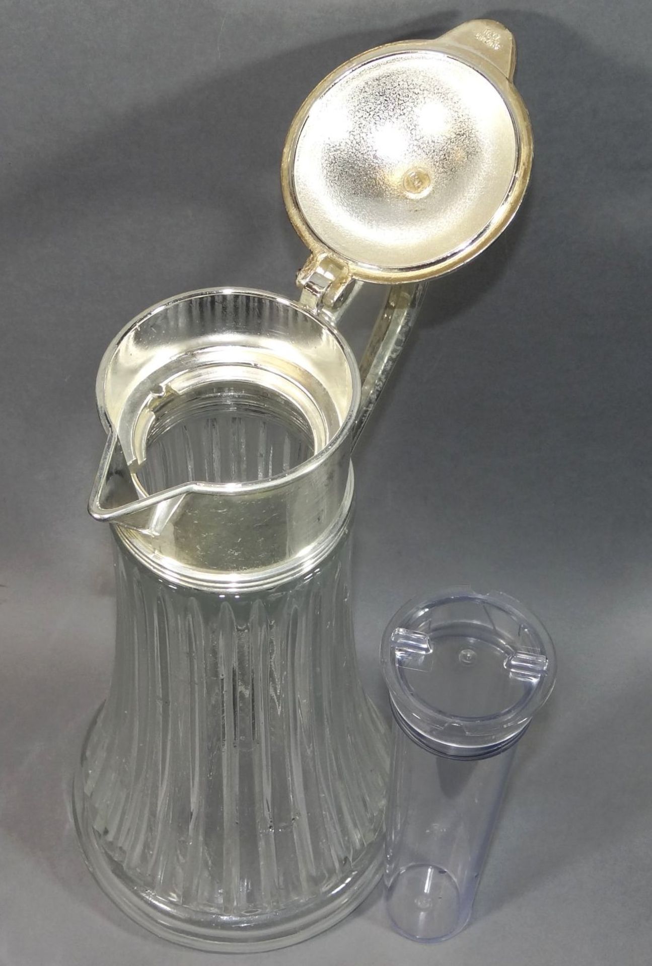 Weinkrug im Jugendstil, Kristall mit versilb. Montur, Italy, H-32 cm - Bild 3 aus 5