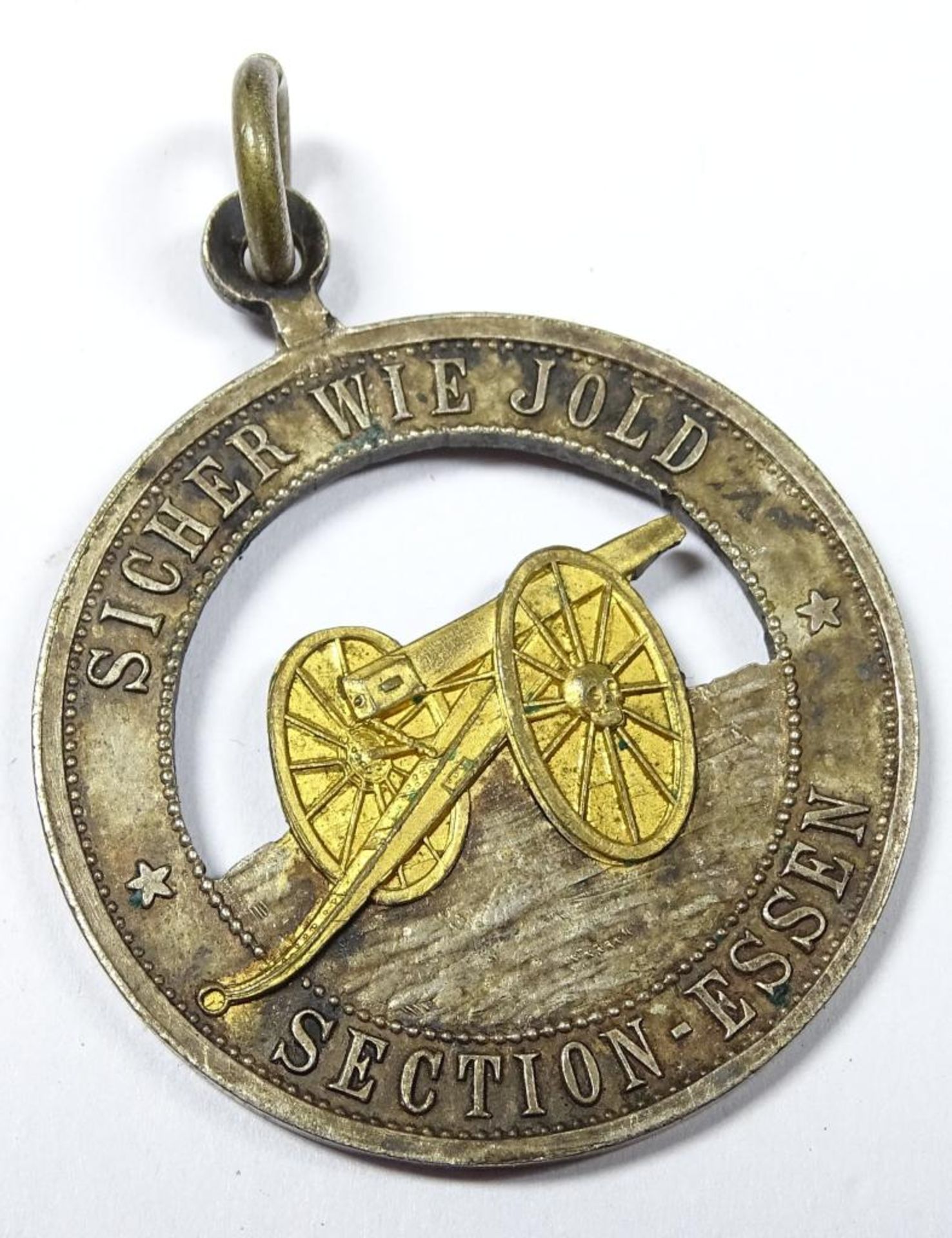 Kaiserliches Artillerie Abzeichen,Medaille "Sektion Essen",Silber vergoldet,nicht gestempelt