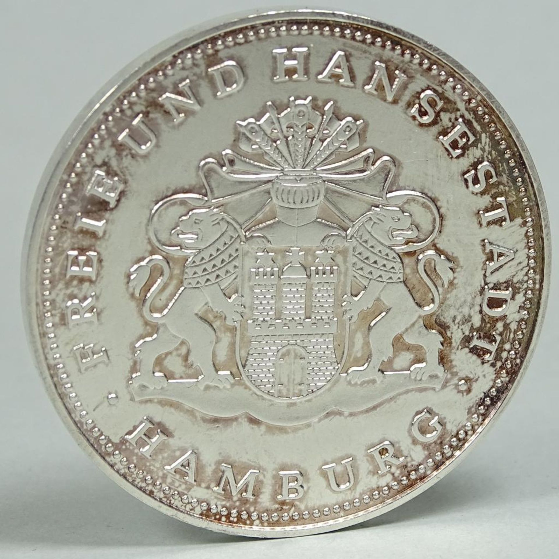 Medaille "Zum 90.Geburtstag -Der Senat der Freien und Hansestadt Hamburg",999er Silber, d-44mm, 28,