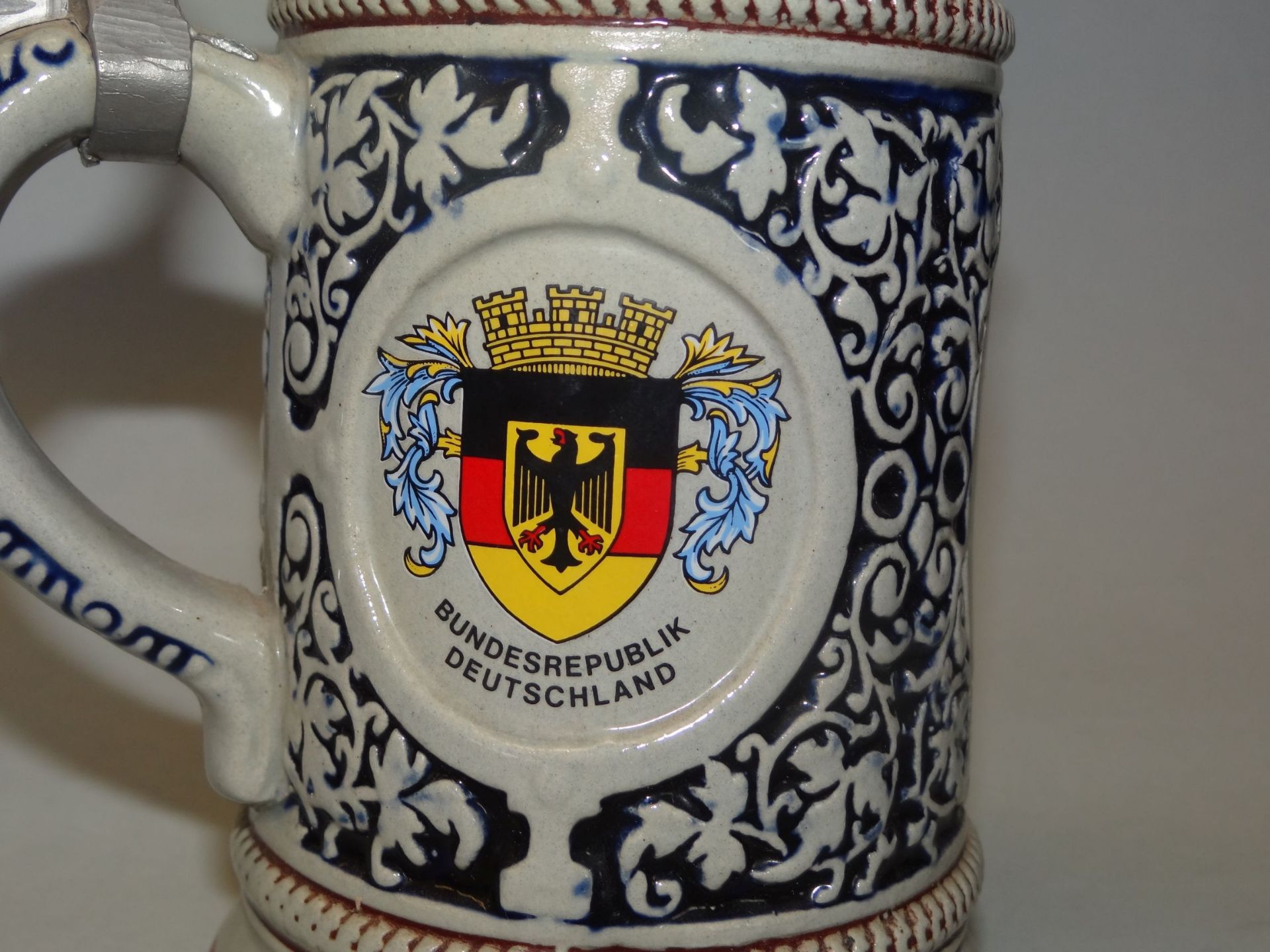 Bierkrug mit Bremerhaven/Cuxhaven Motiven, Zinndeckel, H-19 cm - Bild 3 aus 5