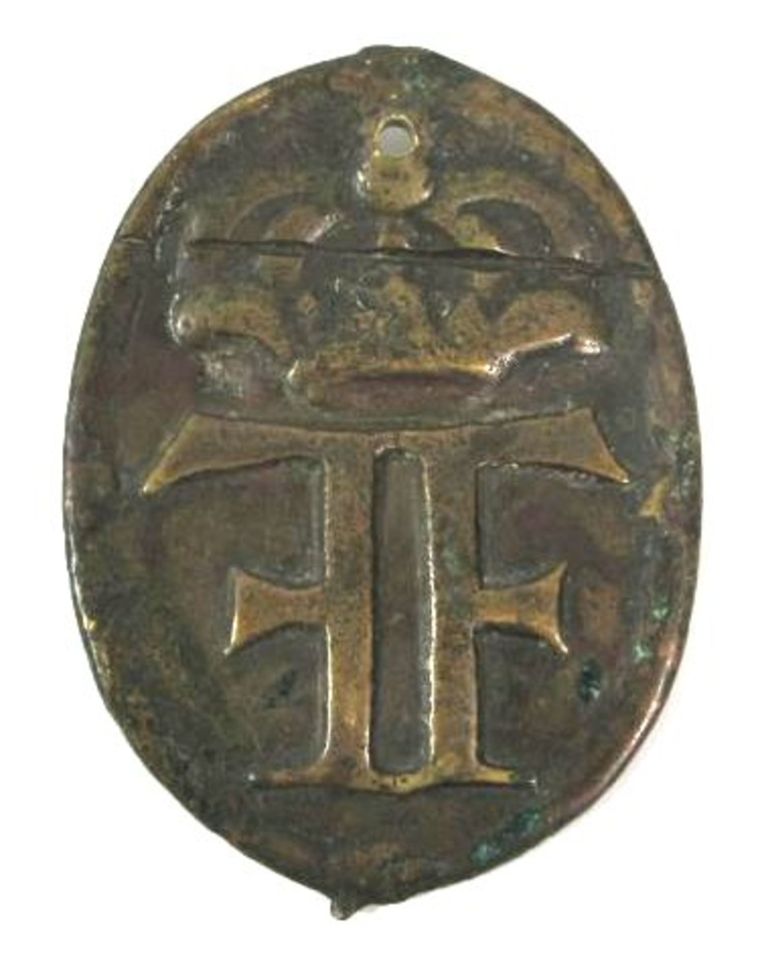 frühes Lotsen-Abzeichen/Plakette der Insel Helgoland, Lotse mit Wurfleine, Rückseite gekröntes - Bild 2 aus 2