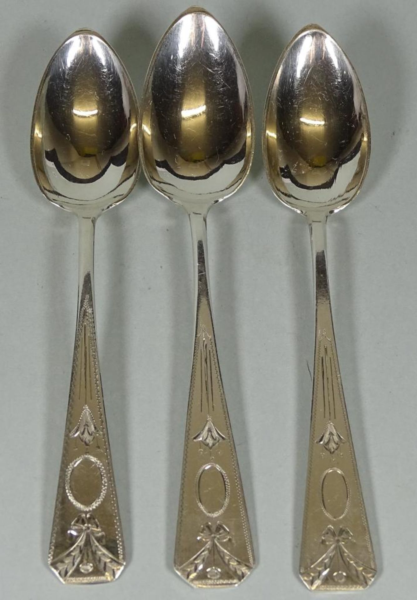 3x Kaffeelöffel, 800er Silber,L-14cm,zus.41gr.,Namensgravure