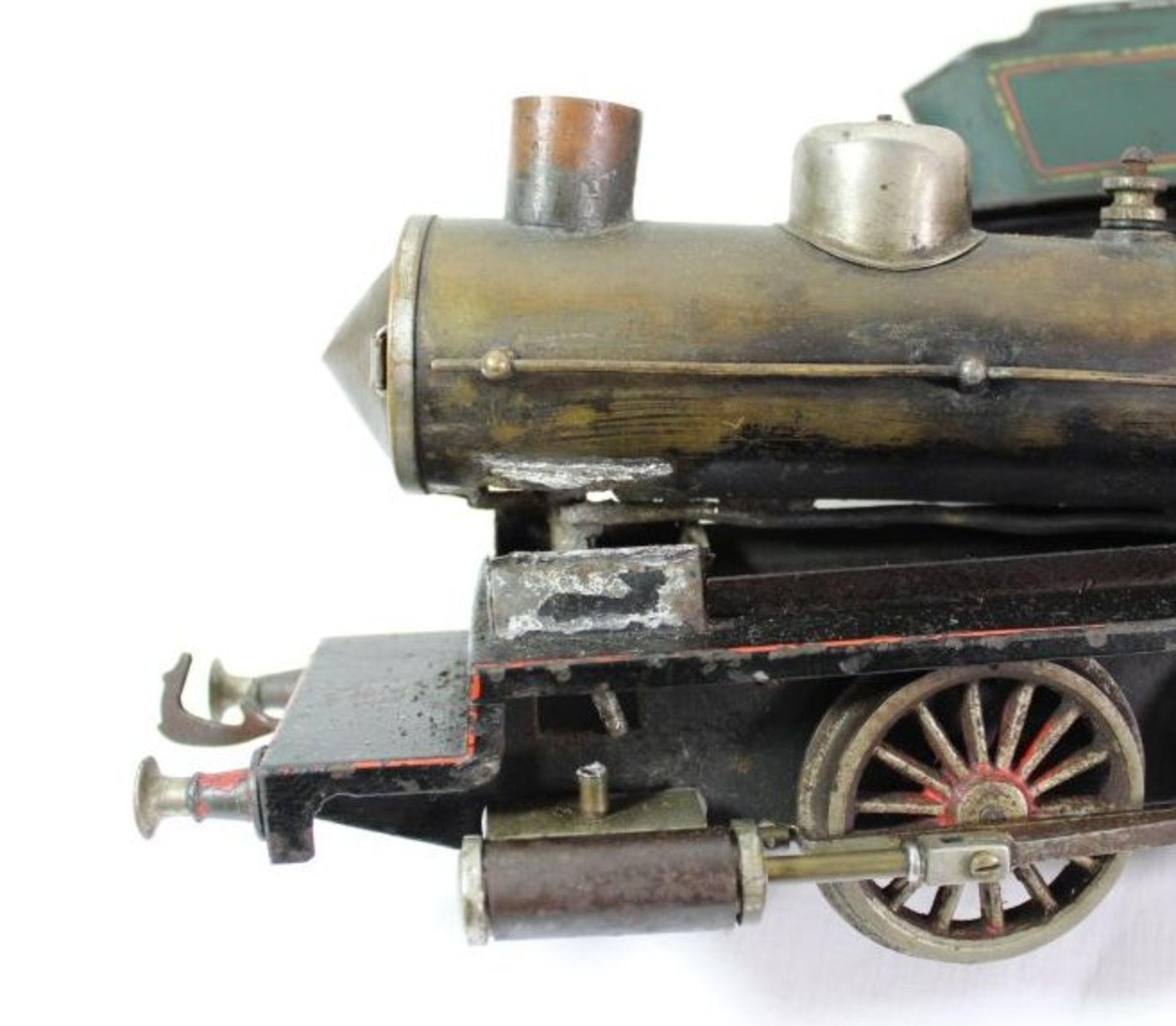 alte Lokomotive, wohl Bing, Spiritus-Dampfbetrieb, stark bespielte Erhaltung, für Bastler!, H-12cm - Bild 4 aus 7