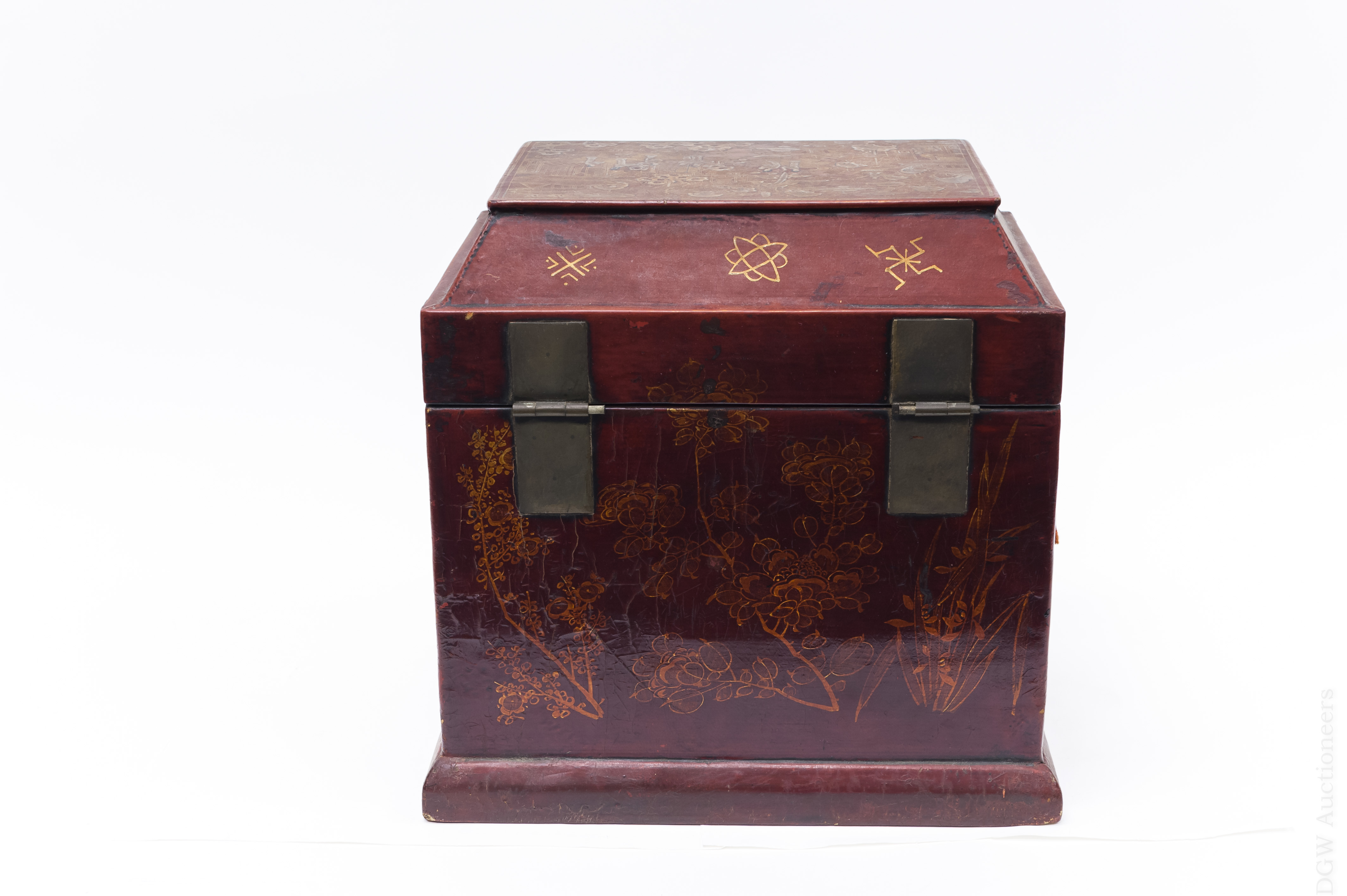 Chinese Wood and Leather Seal Chest. - Image 7 of 10