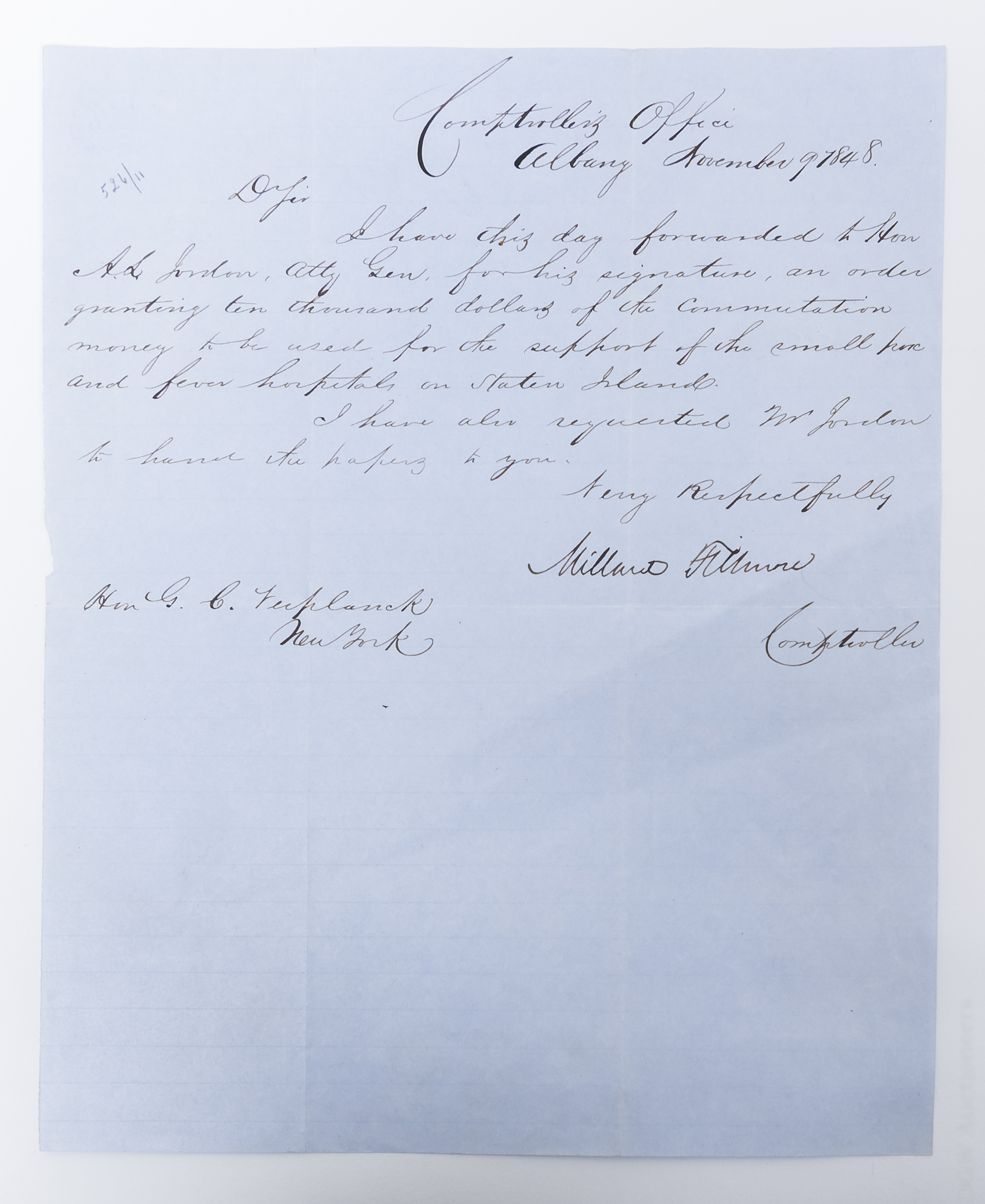 Letter from Millard Fillmore, 1848.