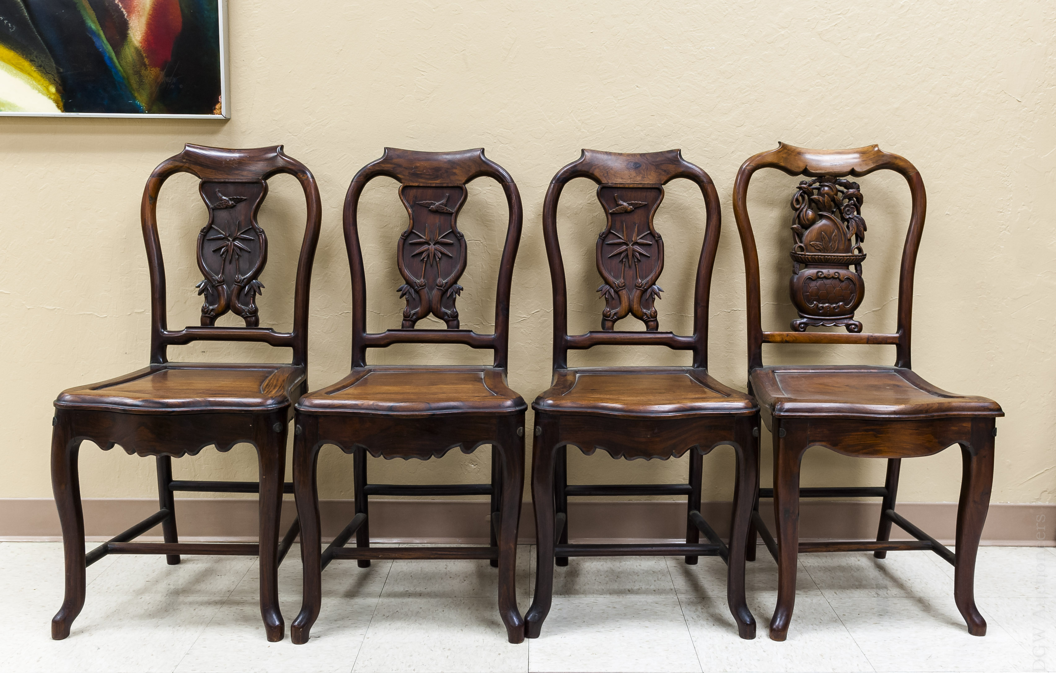 (4) Chinese Ironwood Side chairs.