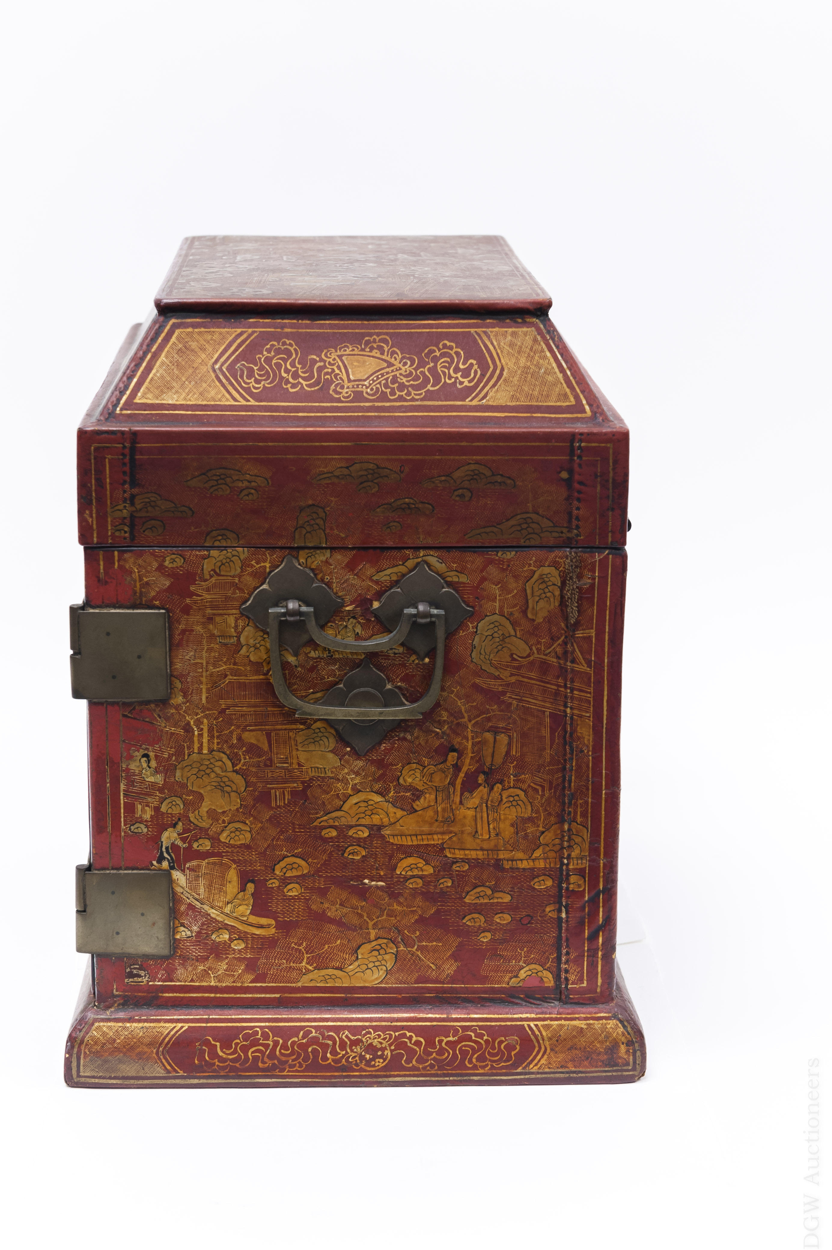 Chinese Wood and Leather Seal Chest. - Image 8 of 10
