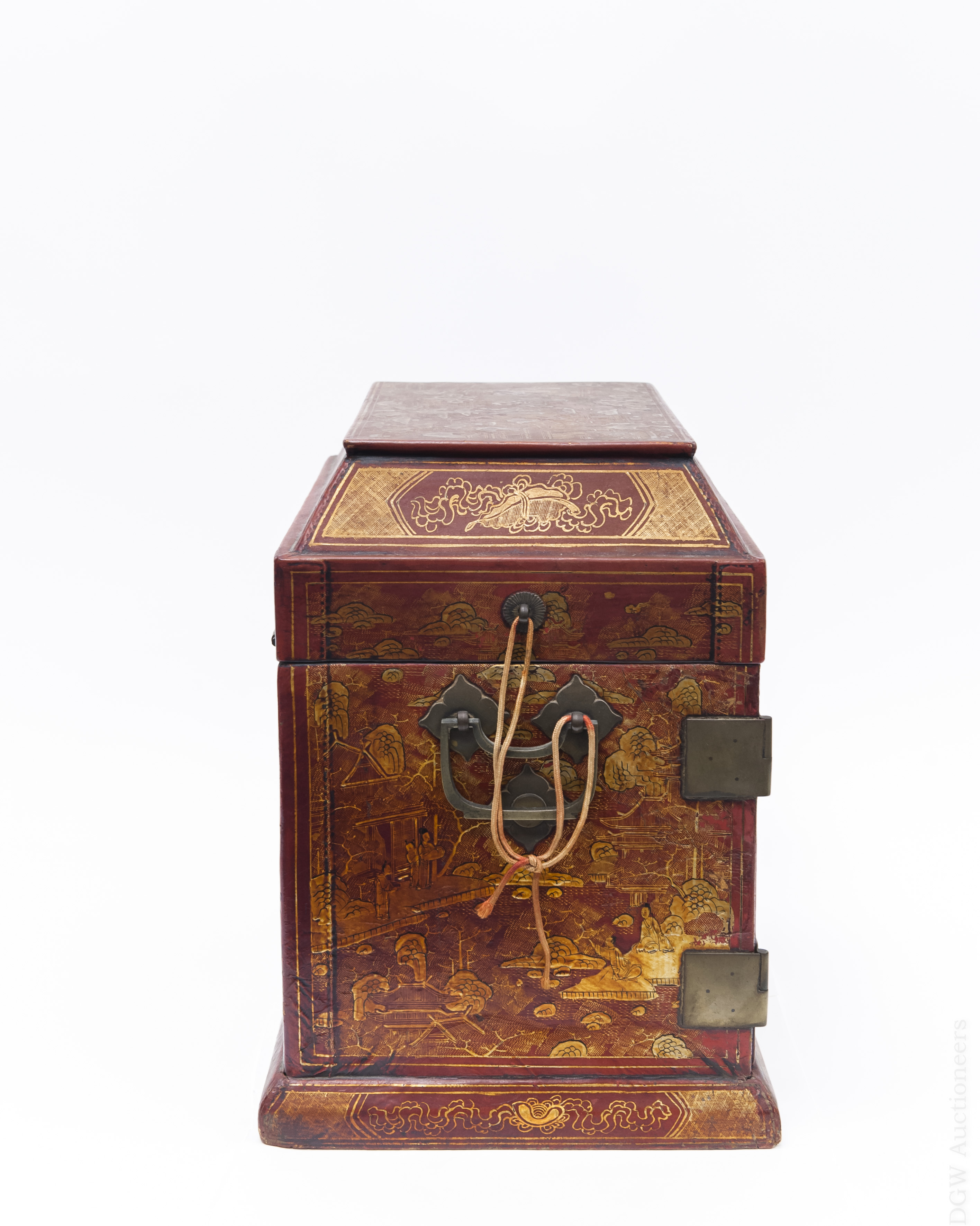 Chinese Wood and Leather Seal Chest. - Image 6 of 10