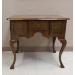 19th C. Fruitwood 3-drawer Bedside Table.