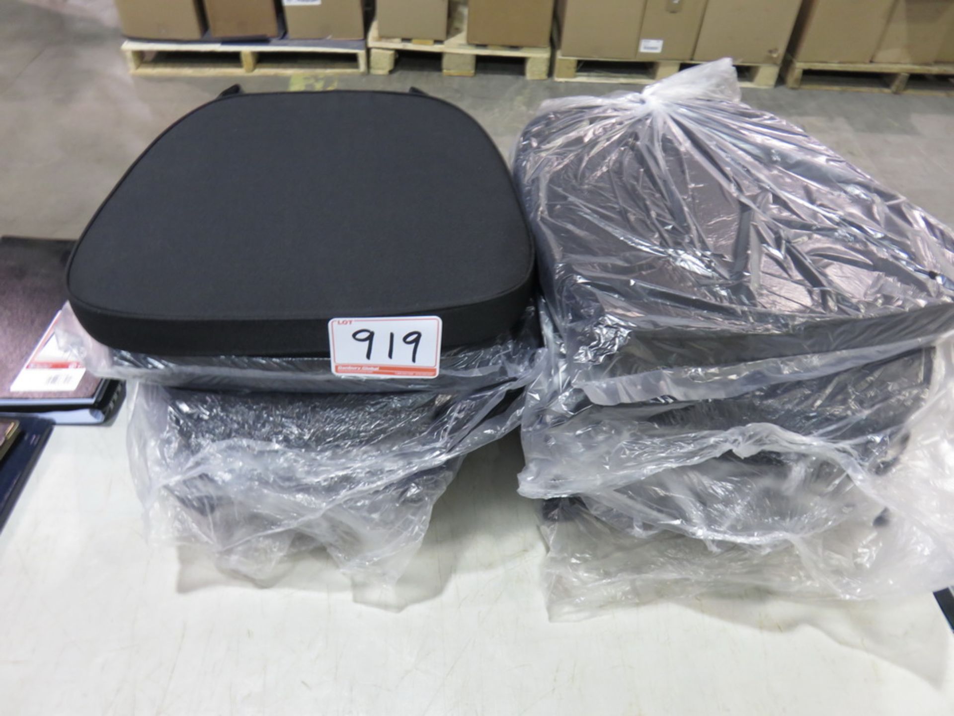 LOT - BLACK FABRIC 15 X 16 X 1 3/4 APPROX SEAT CUSHIONS
