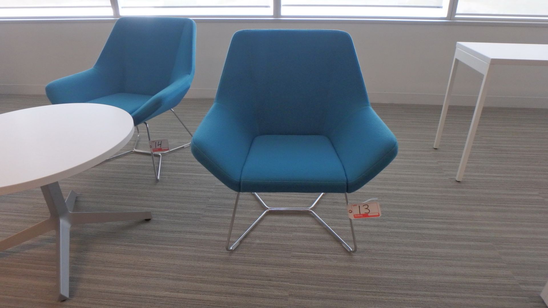 KEILHAUER CAHOOTS BLUE FABRIC LOUNGE CHAIR