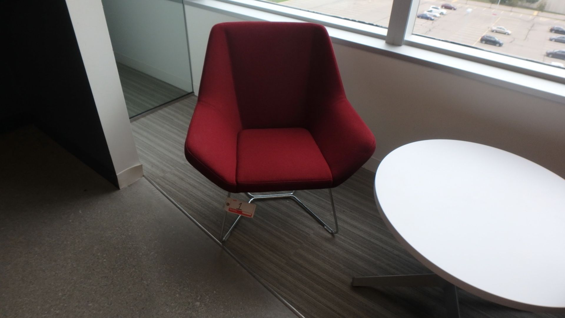 KEILHAUER CAHOOTS BURGANDY FABRIC LOUNGE CHAIR
