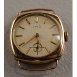International Watch Company Schaffhausen: sehr frühe Armbanduhr in 14 Kt Gold Goldenes Zifferblatt
