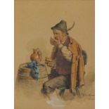 Kraemer, Peter (1857 München - 1941 ebenda): Darstellung eines Mannes mit Schnupftabak Aquarell über