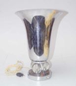 Art Deco Tischlampe Aluminium verchromt, Kristallglas und palisanderfurniertes Holz,