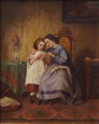 Hoppe, Georg (act. 1844-1864): Die Handarbeitsstunde Im Salon zeigt eine Tochter der Mutter Ihre