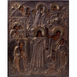 Silberokladikone: Der 12jährige Christus im Tempel Kasein auf Holz, Oklad Silber vergoldet