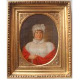 Damenporträt des Biedermeier, orig. Rahmen, um 1820 Öl auf Leinwand, Porträt eine Dame mit Haube und
