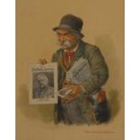 Kraemer, Peter (1857 München - 1941 ebenda): Der Zeitungshändler Aquarell über Bleistift auf Karton,