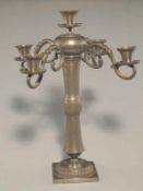 Kandelaber aus Zinn, wohl 18.Jhd. Zinn Kandelaber mit 5 Brennstellen auf doppel-trompetenförmigem