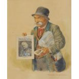 Kraemer, Peter (1857 München - 1941 ebenda): Der Zeitungshändler Aquarell über Bleistift auf Karton,