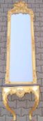 vergoldeter Pfeilerspiegel mit Konsole, Louis Philippe, um 1870 Holz gestuckt, gefasst , matte und