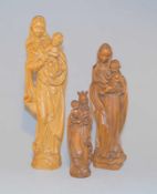 3 Schnitzereien "Maria mit dem Kinde" meist Linde, verschiedene vollplastische Darstellungen der