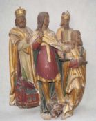 Figurengruppe Fragment eines Kirchenaltars 4 Heiligenfiguren wohl aus der Gruppe der 24 Ältesten,