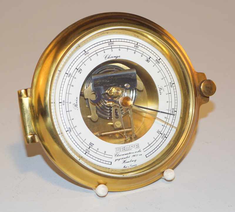 Glasenuhr und Yachtbarometer Wempe Chronometerwerke von 1929 Handaufzug mit Schlag auf Glocke - Image 3 of 3